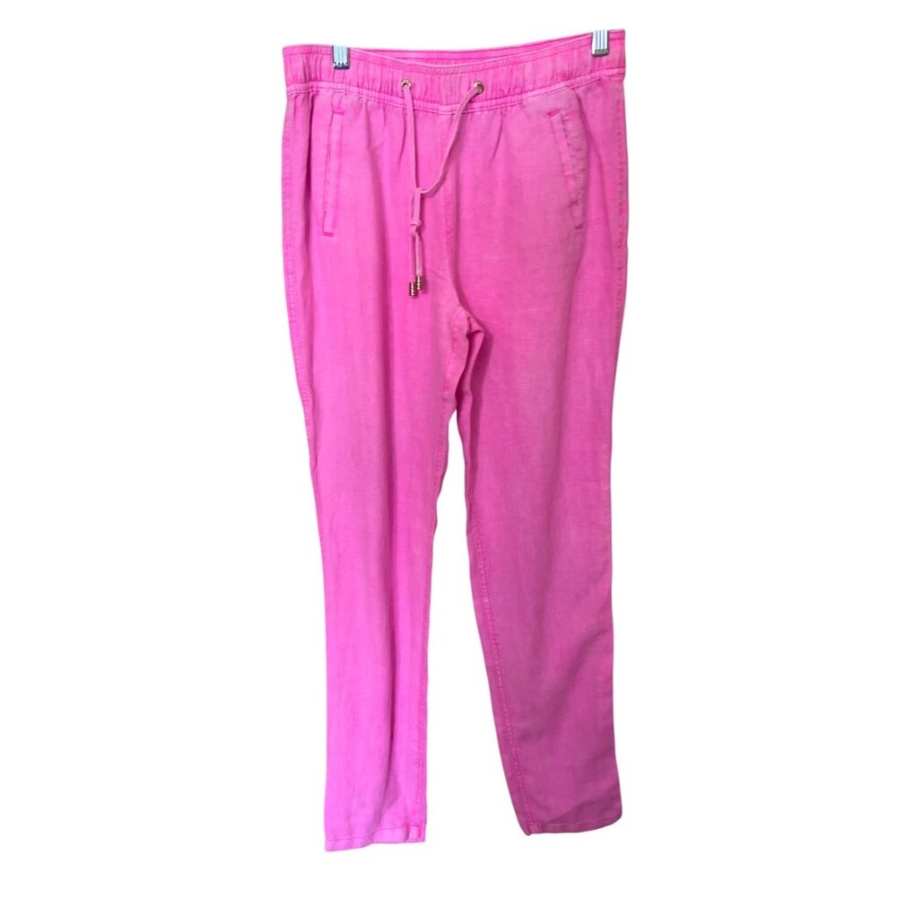 Lilly Pulitzer Linen Pants‎ XS Pink Drawstring Beach Boho Chic Resort